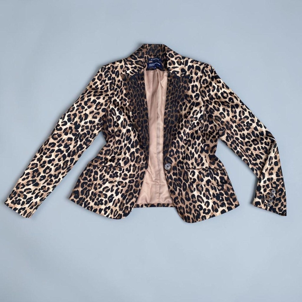Jones New York Leopard Print Blazer Jacket Size 6 Structured Tailored Classic